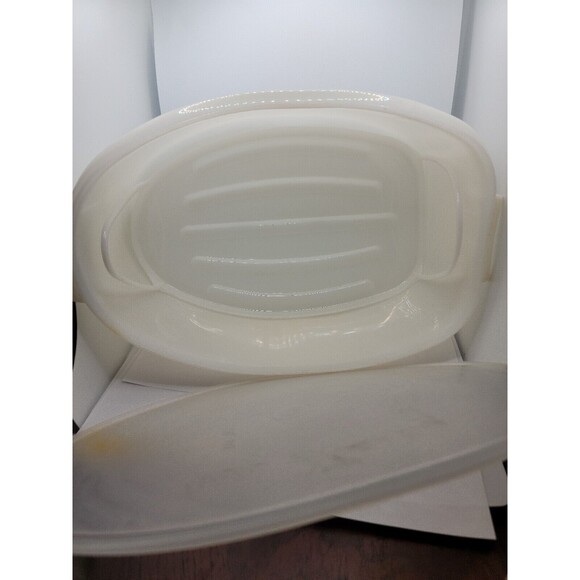 Vtg Tupperware 487 Flavor Saver Ham Roast Turkey Storage Keeper 3pc Rack Lifter - Picture 5 of 5